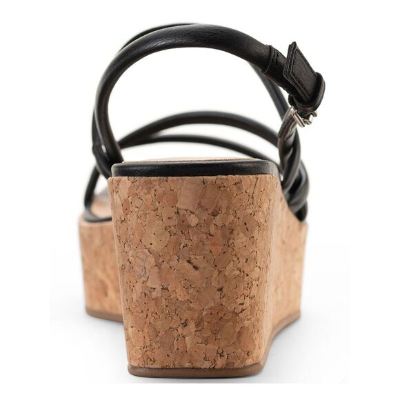 SUN STONE Womens Black 1" Platform CorkBella Toe Wedge Slingback Sandal 11 M - Picture 3 of 4